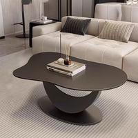 Table basse en métal avec dalle de quartz de luxe léger pour petit appartement, salon moderne, meubles de maison