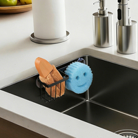 Support de rangement pour évier de cuisine en acier inoxydable inaltérable avec ventouse, finition brossée, pour torchons et bouchons d'évier