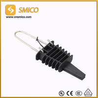 Serre-câble de suspension aérienne réglable en nylon de type cale STB NFC 33-041 en caoutchouc noir pour 2 câbles