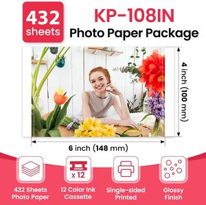 Compatible avec le papier photo et l'<span class=keywords><strong>encre</strong></span> <span class=keywords><strong>Canon</strong></span> <span class=keywords><strong>Selphy</strong></span> KP-108IN |   4x6 pouces brillant pour <span class=keywords><strong>CANON</strong></span> <span class=keywords><strong>SELPHY</strong></span> CP1500 CP1300 CP1200 - Product Image 2