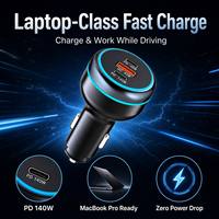 Chargeur rapide triple port USB-C 5V/3A PD 140W PD 45W QC 45W pour ordinateur portable, montre connectée et appareil photo - Adaptateur de voiture 230W
