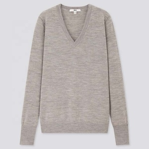 WOMEN 100% COTTON <b>V</b> <b>NECK</b> <b>JUMPER</b> <b>LONG</b> SLEEVE WINTER SEASON EMBROIDERY LOGO RUNNING CASUAL FASHIONWEAR Quick Dry Breathable - Product Image 4