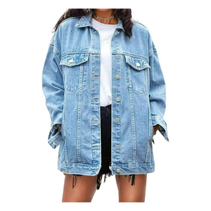 Women's Denim Jacket | Long Sleeve Button-Front <b>Jean</b> Coat | <b>Soft</b> Cotton Twill Outerwear | Custom Label & Wash Options - Product Image 3