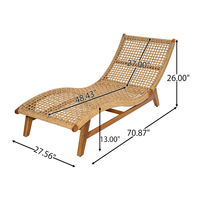Chaise longue en osier tressé à la main, lit de repos d'extérieur, chaise longue inclinable pour piscine, jardin, plage