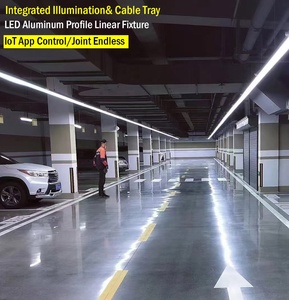 Nouveau <span class=keywords><strong>luminaire</strong></span> linéaire modulaire en aluminium de 100 mm de largeur, joint sans fin, <span class=keywords><strong>luminaire</strong></span> 2 en 1 avec gouttière pour câbles, forme rectangulaire longue - Product Image 2