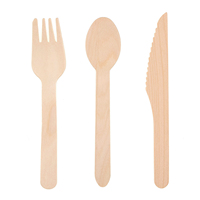 Ensemble de couverts en bois biodégradables populaires, couverts jetables en bois pour les voyages, les activités de plein air et la vie quotidienne