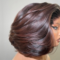 Perruque Lace Front Bouclée Marron Chocolat Densité 300% Cheveux Humains Bruts Vietnamiens Pré-Pluckée Ligne de Cheveux Naturelle Nœuds Blanchis