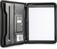 Porte-documents JMZ en cuir PU avec anneaux, classeur de haute qualité, agenda personnel, dossier de conférence, format A4, calculatrice intégrée