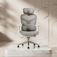 Chaise de bureau de luxe moderne à dossier haut en maille avec design ergonomique confortable, appui-tête réglable, fonction pivotante et repose-pieds inclus