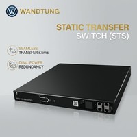 Sakelar Transfer Otomatis STS/ATS 220V 32A 1U Rakit Efisiensi Tinggi, Peralatan Distribusi Daya Ganda untuk Pusat Data