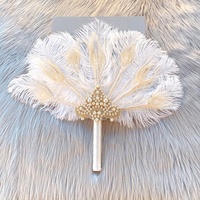 Éventail pliant élégant et stylé en plumes de dinde, fait main, blanc, 50x40cm, pour mariage, cadeau de fête nuptiale, décoration, artisanat, femme