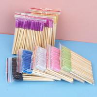 Manche en bambou jetable de qualité en gros bâton outil d'extension de cils baguettes de mascara Spoolie cils
