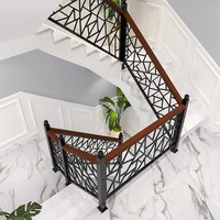 Rampe d'escalier moderne, simple, durable et légère en fer forgé, garde-corps de balcon, garantie 5 ans, montage sur terrasse, villa, intérieur 3D