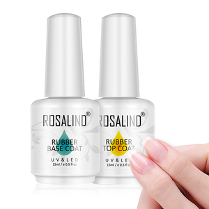 Rosalind Wholesale 15ml <span class=keywords><strong>Top</strong></span> Coat et Base Coat en Caoutchouc OEM Vernis à Ongles UV Facile à Appliquer Gel Caoutchouc Transparent pour Salon de Manucure - Product Image 1