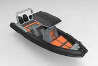 Bateau de pêche de 25 pieds, semi-rigide, à coque en v profond, yachts, bateau bateau côtelé, 760 pvc hypalon