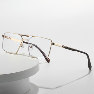 Double Bridge Men's Classic Square Optical Glasses Blue Light Blocking Metal Optical <b>Eyewear</b> Monturas Opticas - Product Image 3