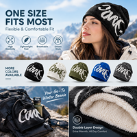 Bonnet d'hiver en tricot double couche avec logo personnalisé, motif jacquard lettres, chaud et tendance pour femme, vente en gros OEM ODM