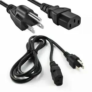 Cordon de câble de prise d'alimentation US 3 broches mâle adaptateur ca d'ordinateur IEC320 C13