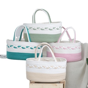 Sac fourre-tout écologique en corde de coton portable pour les voyages, sac à couches, rangement pour biberons, <span class=keywords><strong>organisateur</strong></span> multifonctionnel pour produits pour bébés - Product Image 1