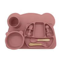 Ensemble d'alimentation pour bébé en silicone de qualité alimentaire, personnalisable, vente en gros d'usine, sans BPA, assiette et couverts pour enfants