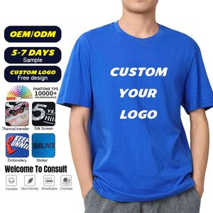 Camisetas Personalizadas de Cuello Redondo 100% Algodón, Tallas Grandes, Diseño Estampado Holgado, Manga Corta con Logotipo, Camisetas para Hombre - Product Image 2