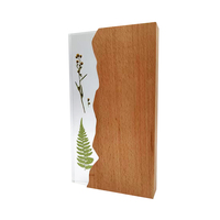 Cube en résine avec feuille de fleur naturelle intégrée, plaque en bois, bloc époxy, spécimen végétal, presse-papiers, ornement, trophée, cristal