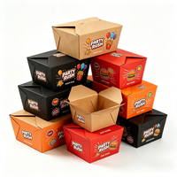 Boîte à emporter pliable en kraft de qualité alimentaire, trois tailles personnalisables, achat en gros pour riz, barbecue, snacks, traiteur, fournisseurs de détail