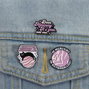 Sobreviví a <span class=keywords><strong>mercurio</strong></span> en esmalte retrógrado Pin divertido astrología Metal broche solapa insignia joyería regalo al por mayor - Product Image 1