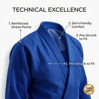 Vêtement de judo pour adultes et enfants, col renforcé, bleu et blanc, logo personnalisé en gros, OEM