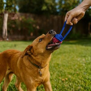 Giocattolo per Animali Domestici Yommy in Corda Intrecciata, Multicolore, Cotone, 23 Cm, Gioco Interattivo per Cani - Product Image 4