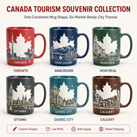Souvenirs touristiques du Canada, tasses en céramique avec motif feuille d'érable pour cadeaux en gros, disponibles en plusieurs couleurs, personnalisation OEM ODM