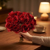 Roses en tissu de soie hydratantes et douces comme du velours, 13 têtes, bouquet de roses Aisha, semi-artisanales pour la décoration de la maison, mariage
