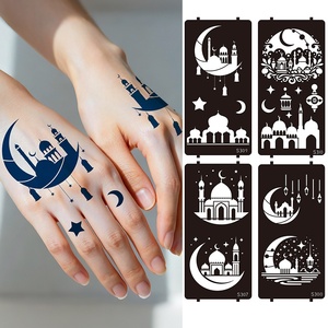 ชุดลายฉลุสัก<span class=keywords><strong>ลาย</strong></span>ชั่วคราวแบบใช้ซ้ำได้ 16 แผ่น <span class=keywords><strong>ลาย</strong></span>พระจันทร์และดวงดาว สำหรับผู้ใหญ่และงานเทศกาลริมชายหาด - Product Image 4