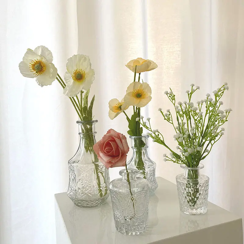 Vases Handmade Fashion Mini Flower Vase Table Decor Clear Glass Vintage for Home Wedding Environmentally Friendly Christmas