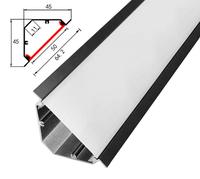 TOP vente 45 degrés coin aluminium LED canal 3 M/pc profilé en aluminium décor intérieur bande réfléchissante