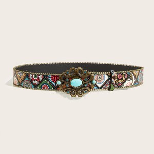 <span class=keywords><strong>Cintura</strong></span> Vintage da Donna <span class=keywords><strong>con</strong></span> Motivi Arcobaleno Colorati, Catena di Perline, <span class=keywords><strong>Pietre</strong></span> Turchesi, Fibbia in Metallo, Stile Y2K Hip Hop Punk - Product Image 1