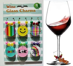 Promotional Christmas Wine Marker Wine Glass Charms Wine Charm Rings For Bar Accessories