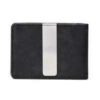 Porte-cartes en gros pour hommes, portefeuille court en cuir PU vieilli avec finition huilée, pince à billets en acier inoxydable