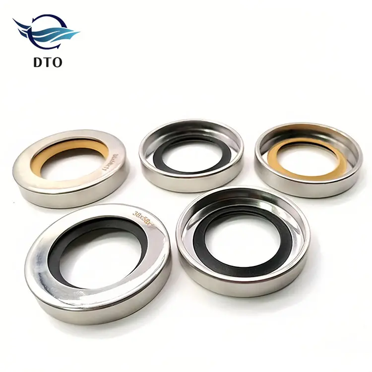 DTO hot selling spiral groove air compressor pump stainless steel double lip PTFE oil seal