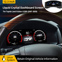ZWNAV Tableau de bord Carplay 12,3 pouces pour Toyota Land Cruiser LC200 2007-2020 avec écran LCD synchronisé, compteur de vitesse numérique, panneau Linux, cluster OEM