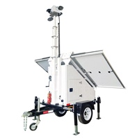 Remolque de Vigilancia Móvil Solar con Cámara PTZ, Mástil Eléctrico, Diseño Impermeable, Batería de 4x200Ah para Monitoreo de Sitios de Trabajo al Aire Libre