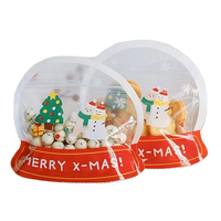Sacs debout imprimés personnalisés Sacs d'emballage de bonbons de Noël Sacs à biscuits ronds irrégulièrement découpés en mylar