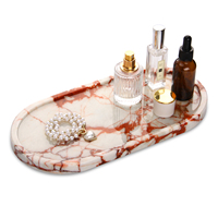 Plateau de toilette en marbre commode de rangement porte-bijoux plateau de service plateau de luxe étanche parfum décoratif ovale pour la décoration intérieure