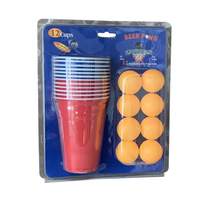 Gobelets en plastique jetables personnalisés de 16oz jeu de balles de tennis de table de couleur rouge emballage blister pour les jeux de tasses de fête de bière-pong