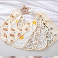 Bavoir carré pour bébé en gaze de coton imprimée 6 couches, réutilisable, doux et absorbant, pour nourrissons