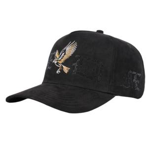 Casquette de baseball Tcap China en daim noir à 5 panneaux avec logo métallique - Product Image 2