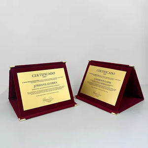 Placa de Terciopelo Azul Rojo Turquesa, Placa de Certificado de Terciopelo Plegable con Placa Dorada - Product Image 3