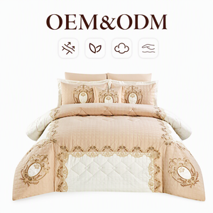 Elegante Juego de Edredón de Lujo con Apliques Barrocos 100% Poliéster, Colcha con Medallón Dorado, 200 Hilos, OEM ODM - Product Image 3