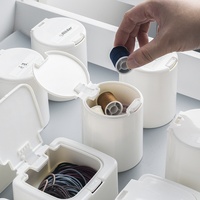 Organisateur de Compartiments Créatif en Plastique pour Coton-Tiges et Aiguilles à Coudre, Boîte de Rangement de Bureau Minimaliste à Tiroir Pop-Up à Pression