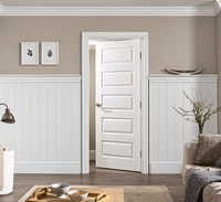 Portes intérieures pré-montées à 5 panneaux, moulurées et personnalisées, avec cadre blanc apprêté, en bois à âme creuse pour salon